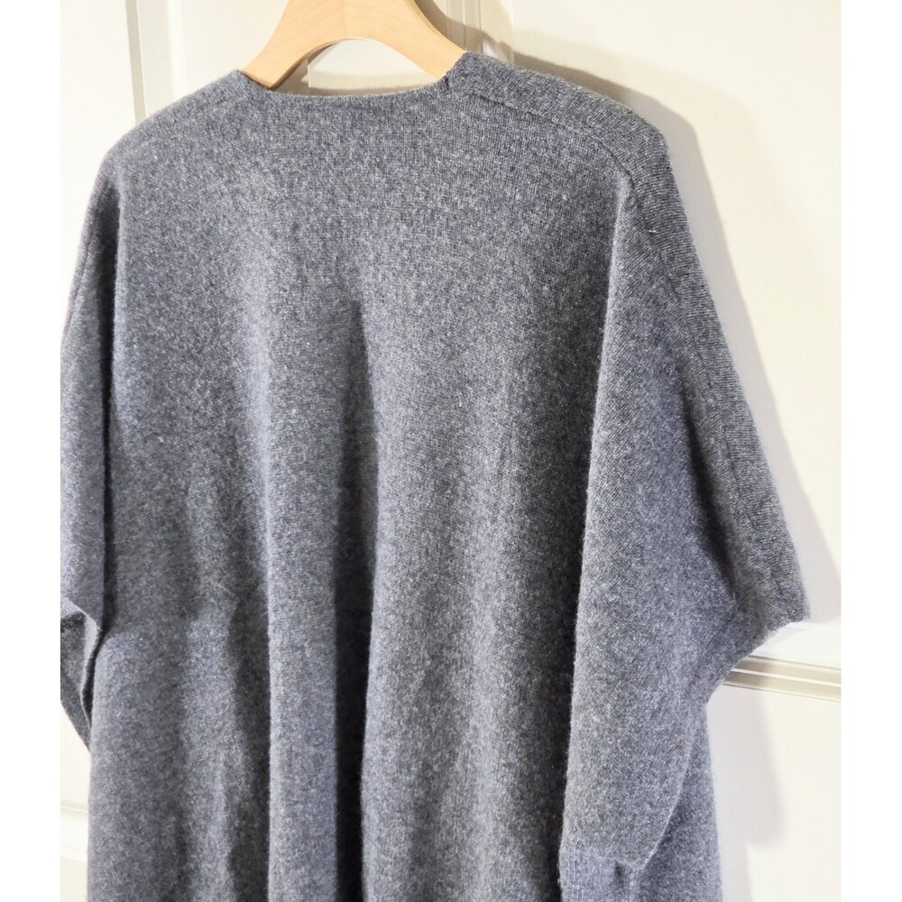 Nordstrom Women Gray Cashmere Poncho Cardigan Open Front Oversized Pockets - Picture 5 of 12